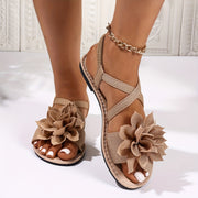 Women'S Floral Cross-Strap Open-Toe Sandals Casual Summer Shoes Black Pink