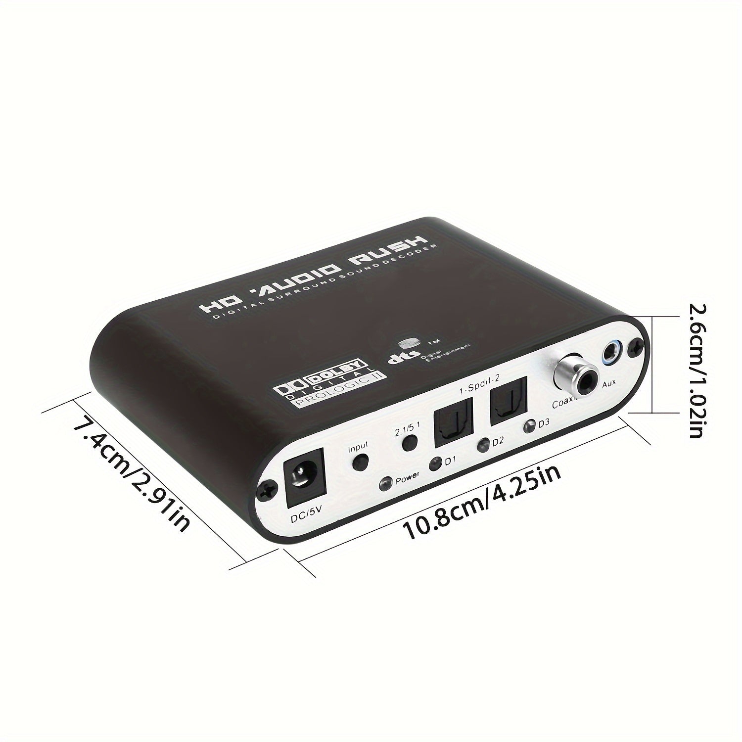 Digital Optical Coaxial to Analog Audio Converter 5.1 Channel DTS AC-3 Decoder USB Powered
