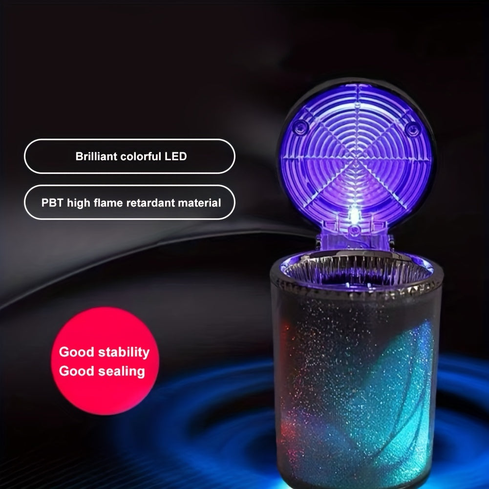 Автомобильная пепельница мини-ведро для мусора с LED-подсветкой для автомобильного держателя, офиса, путешествий