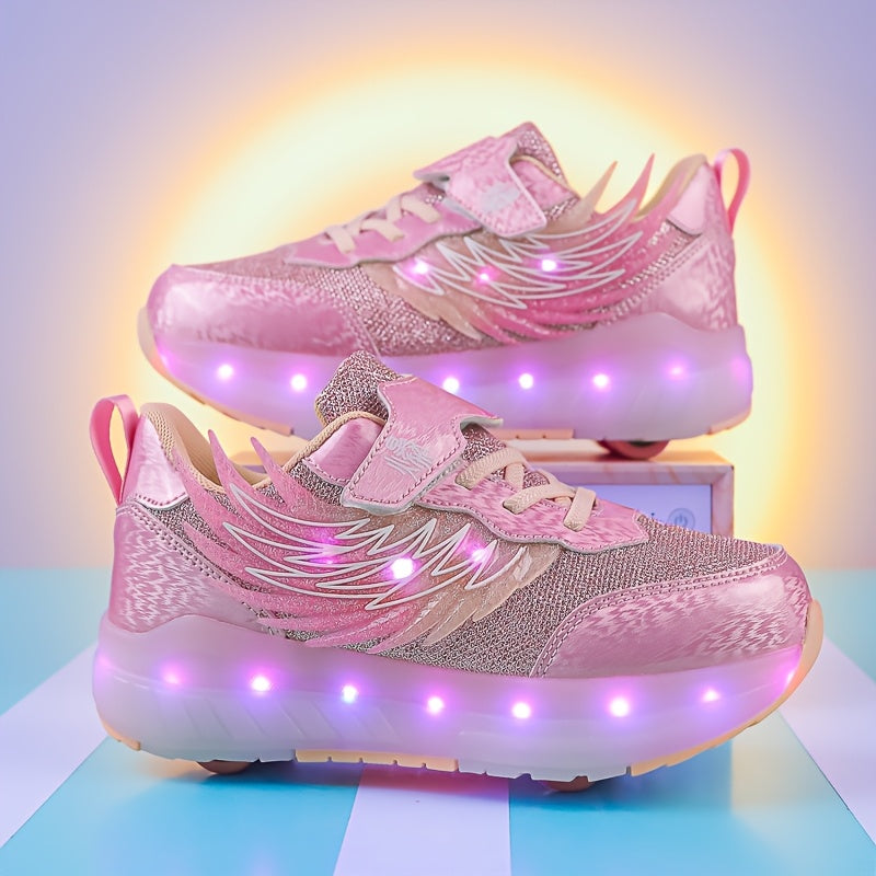 Kids LED Light-Up Roller Skates for Boys and Girls USB Rechargeable Breathable Durable Indoor Outdoor All-Season