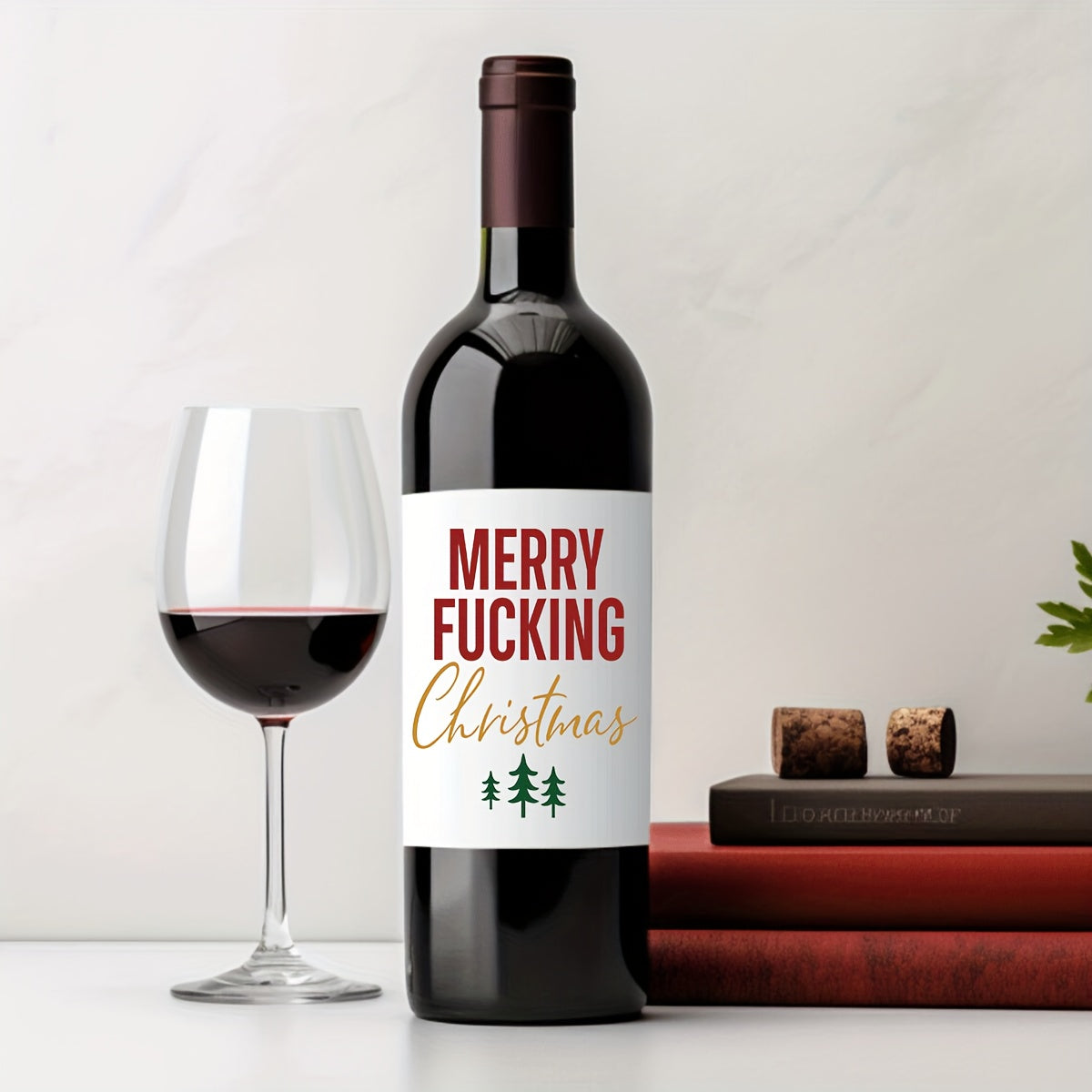 Funny Christmas Wine Labels Set for Secret Santa and Holiday Parties