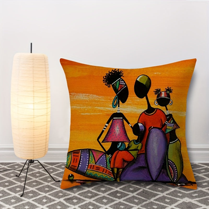 African Woman Printed Throw Pillow Cover 17.7x17.7 Inches Reversible Polyester Decorative Cushion