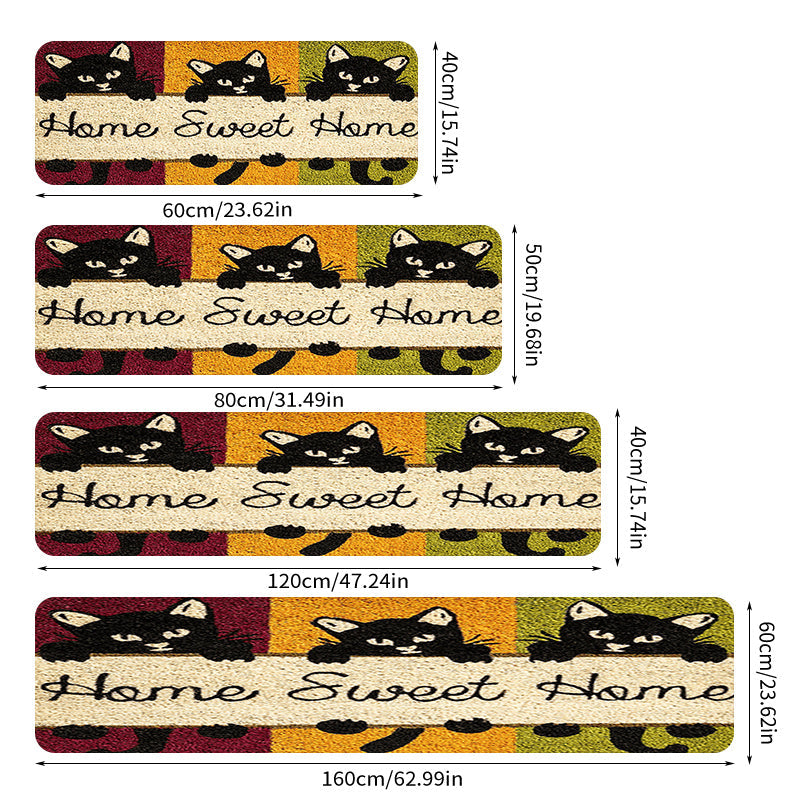 Playful Cartoon Cat Rug Anti-Slip Entryway Living Room Bedroom Kitchen Bathroom