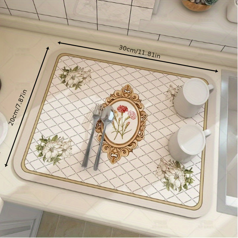 Diatomite Kitchen Drying Mat Non-Slip Washable Heat-Resistant Absorbent Pad