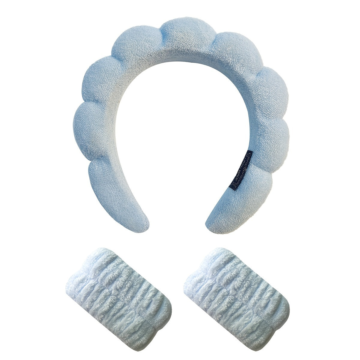 Набор из трех мягких губчатых повязок для волос с полотенцами на запястье, идеально подходящих для ухода за кожей, умывания и гидротерапии для женщин.