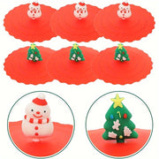 Рождественская силиконовая крышка для чашки с дизайном снеговика, безопасная для пищевых продуктов, против проливания, экологичная