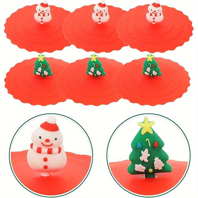 Рождественская силиконовая крышка для чашки с дизайном снеговика, безопасная для пищевых продуктов, против проливания, экологичная