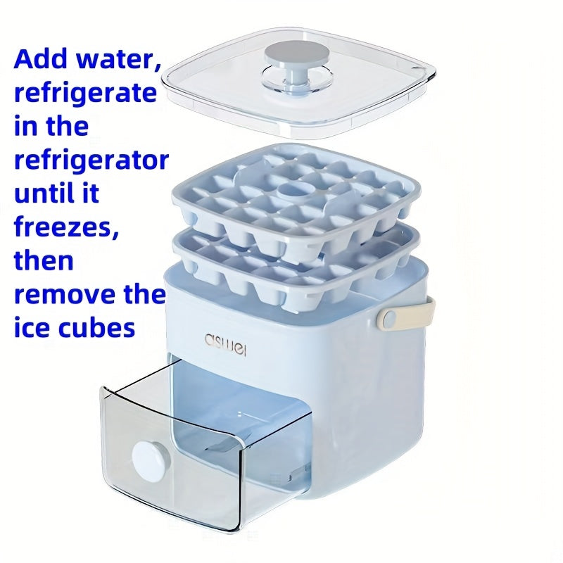 Ice Cube Maker With Double Layer Design Large Capacity Easy Press Cover