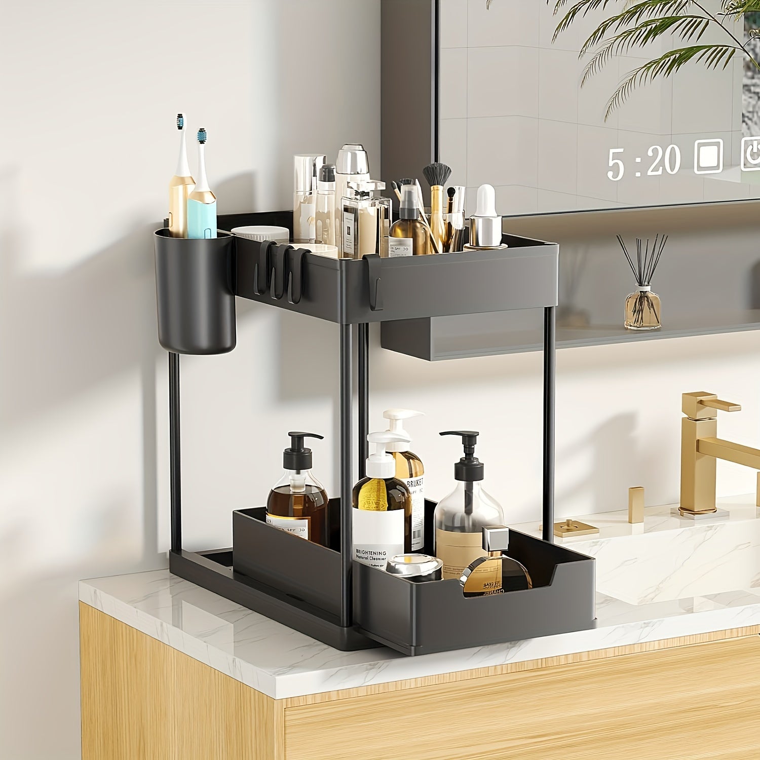 Under Sink Organizer Two-Tier Sliding Cabinet Drawer Kitchen Bathroom Storage