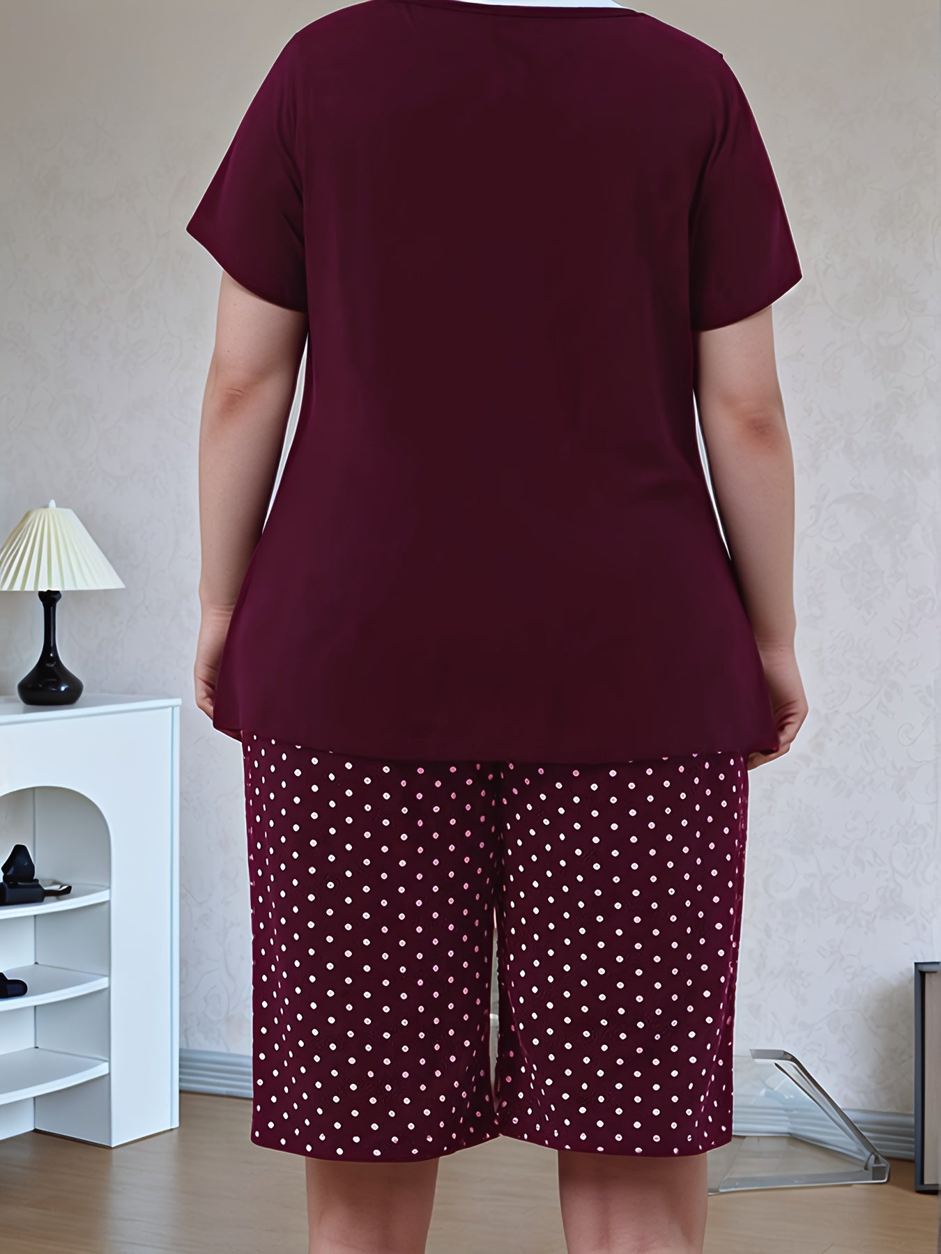 Conjunto de pijama de algodón para mujer con estampado de gatito, ropa de dormir de manga corta, talla grande