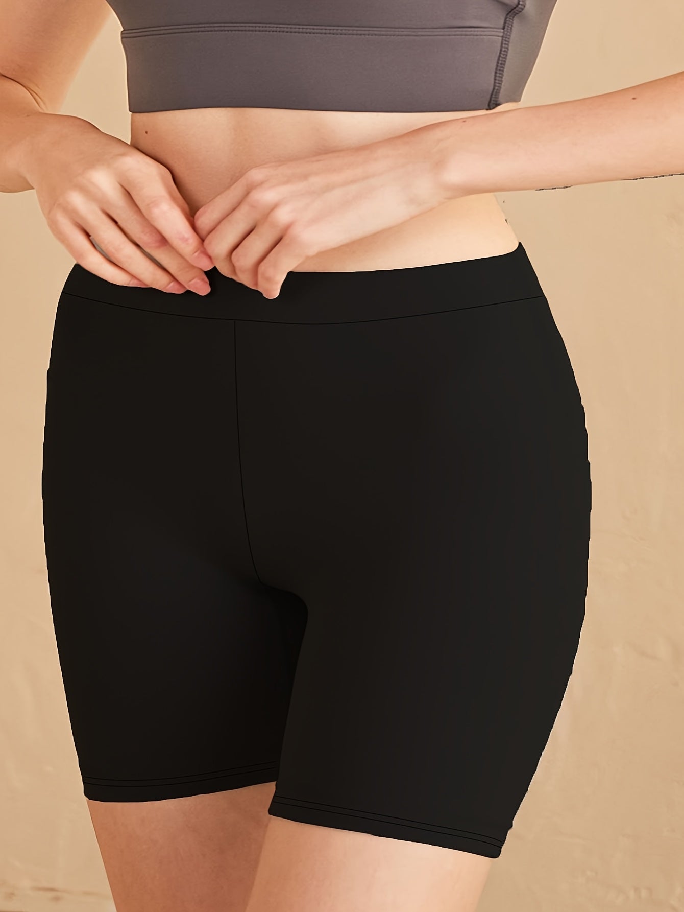 Women's Plus Size Leggings High Waist Solid Black Stretch Knit