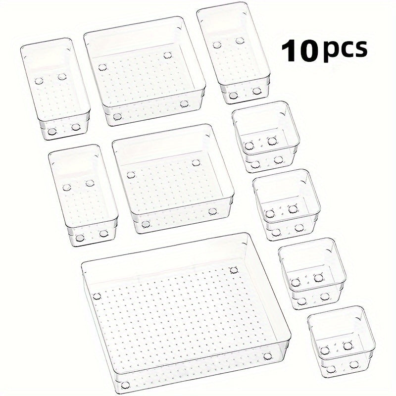 Clear Drawer Storage Box Set with 37 Pieces for Skincare and Makeup Organization