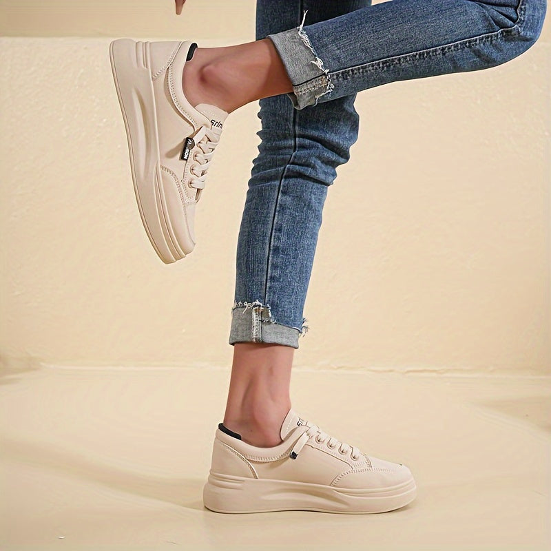 Women's White Breathable Sneakers for Running Casual and Skateboarding