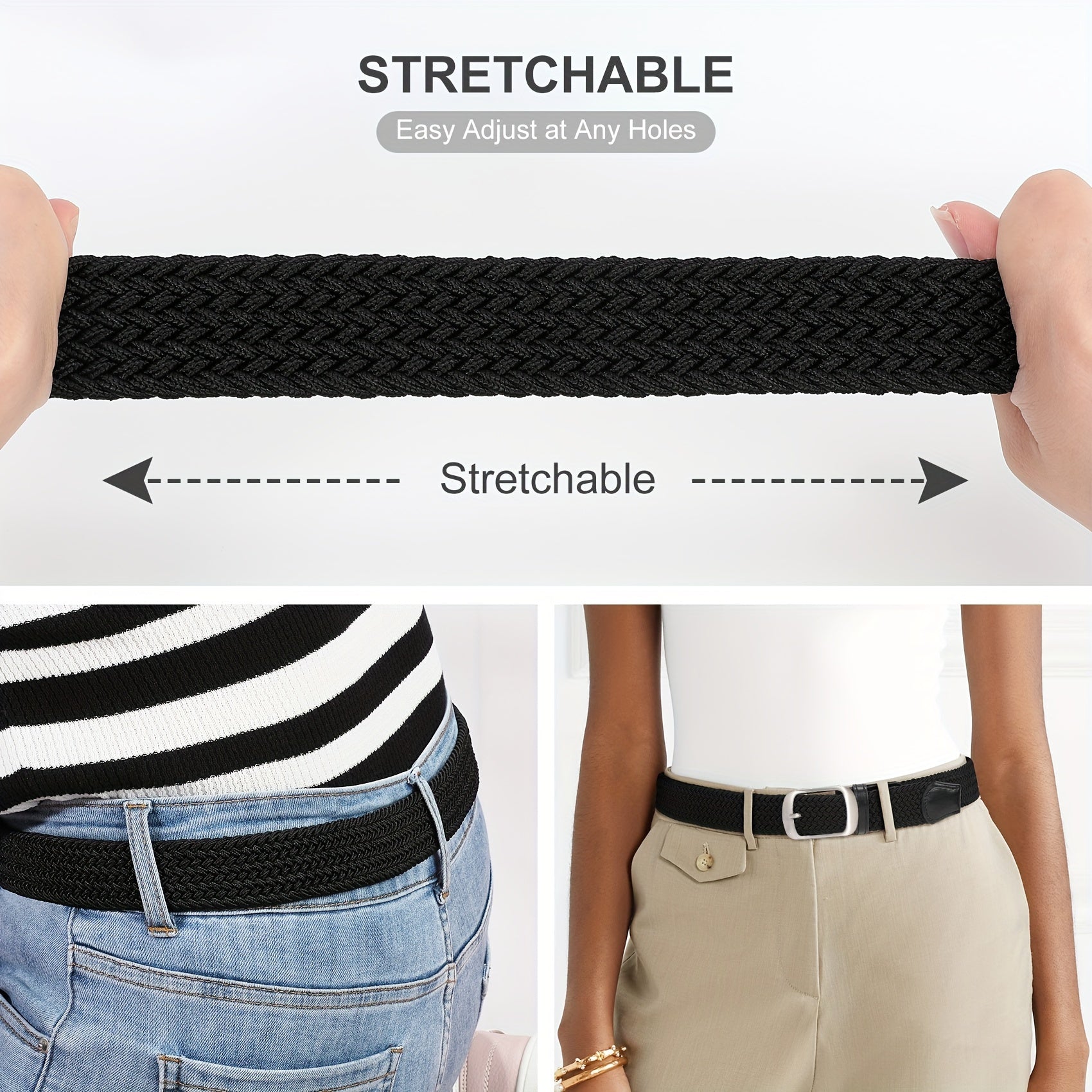 Unisex Solid Color Braided Belt with Pin Buckle for Casual Jeans