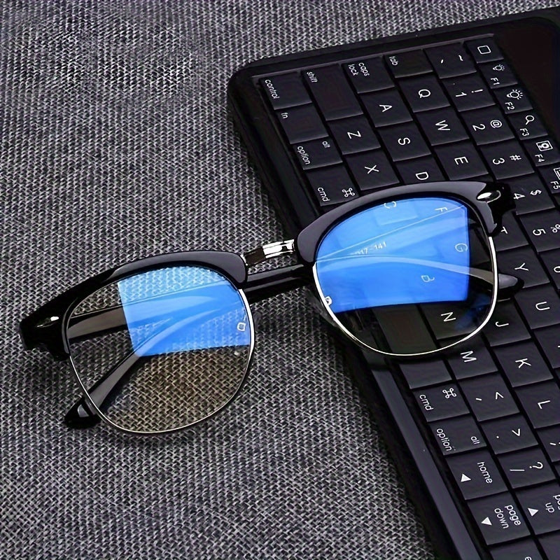 Black Retro Square Eyeglass Frame for Women and Men Anti-Blue Light Computer Glasses