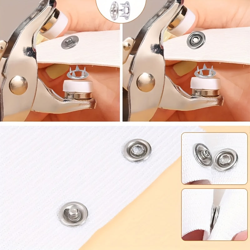 200 Metal Sewing Buttons and Snap Fastener Pliers Set for Clothes Buckle Installation