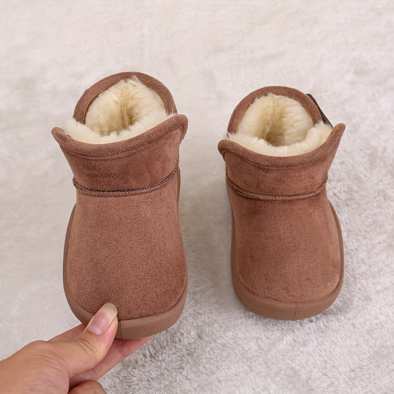 Children's Winter Snow Boots for Boys and Girls Short Velvet Lining Solid Color Casual Sports
