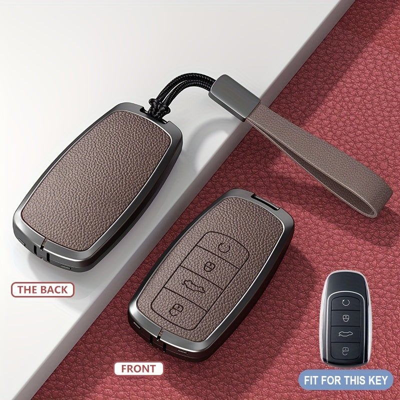 Universal TPU Car Key Cover Protector Red Textured Zinc Alloy Shell