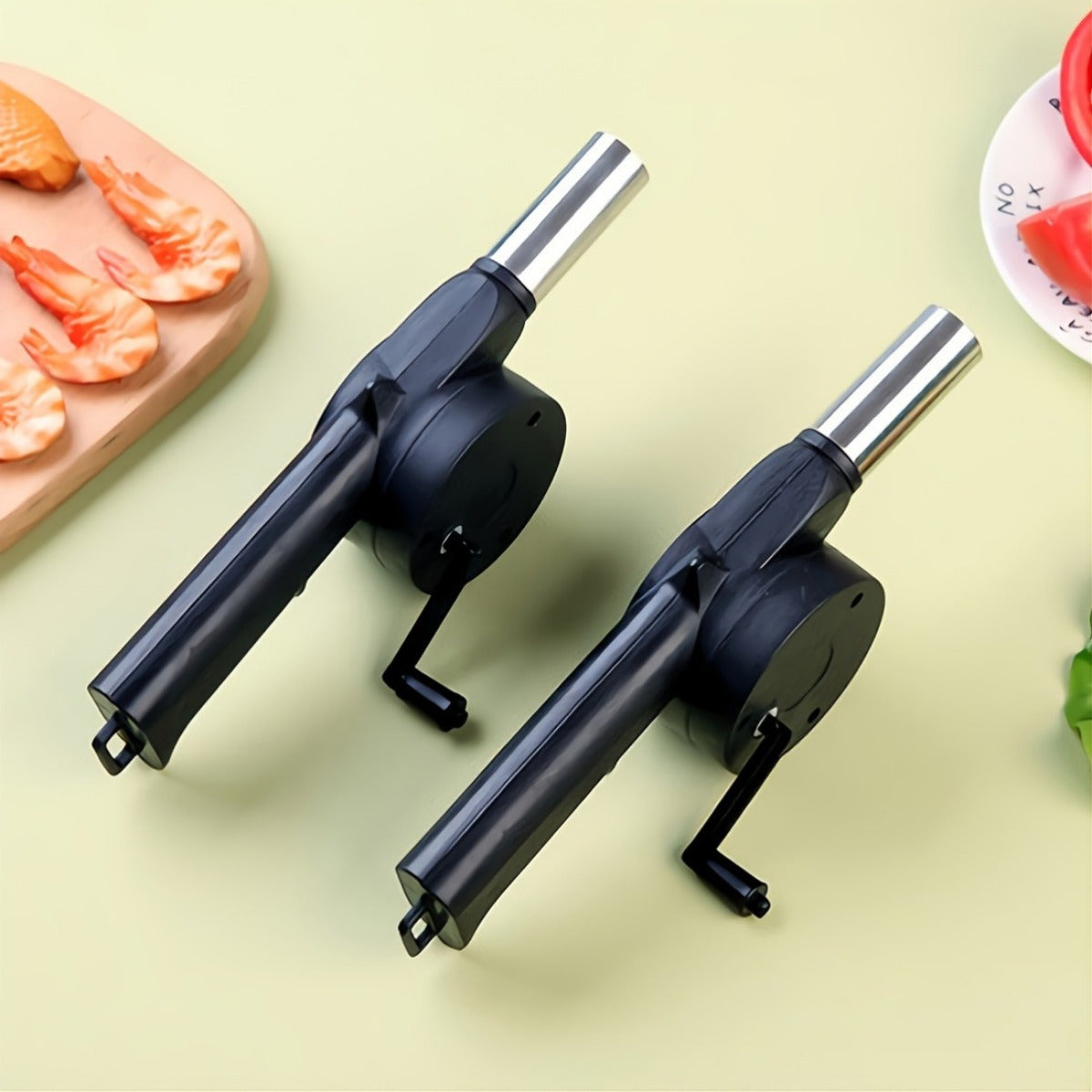 Портативный ручной вентилятор-воздуходувка для гриля на костре, не требует батареек