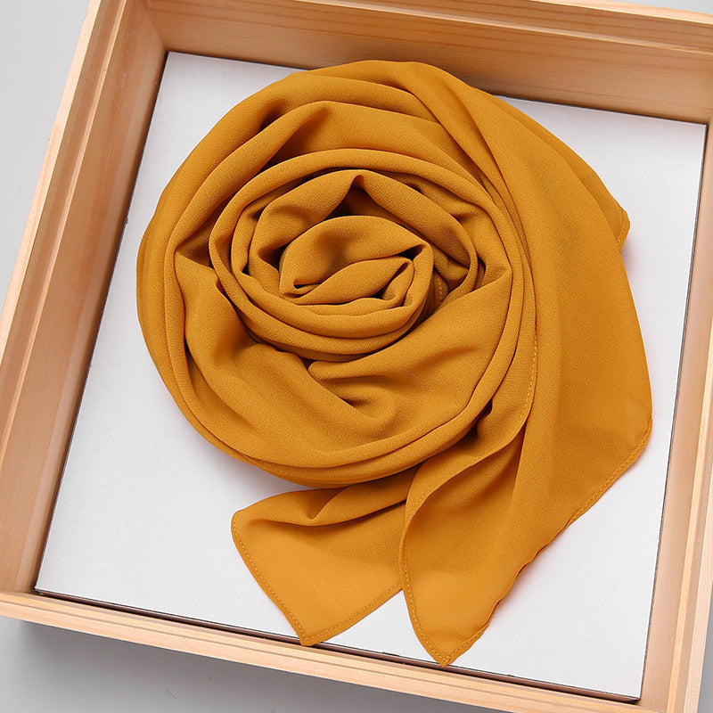 Women's Chiffon Hijab Scarf Long Shawl Lightweight Hair Wrap Solid Color