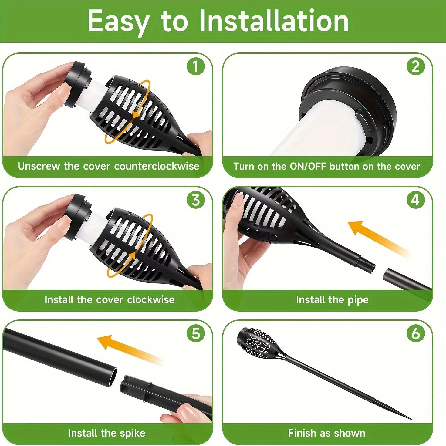 Outdoor Solar Flame Torch Lights 8-Pack Flickering Garden Pathway Lawn Decor