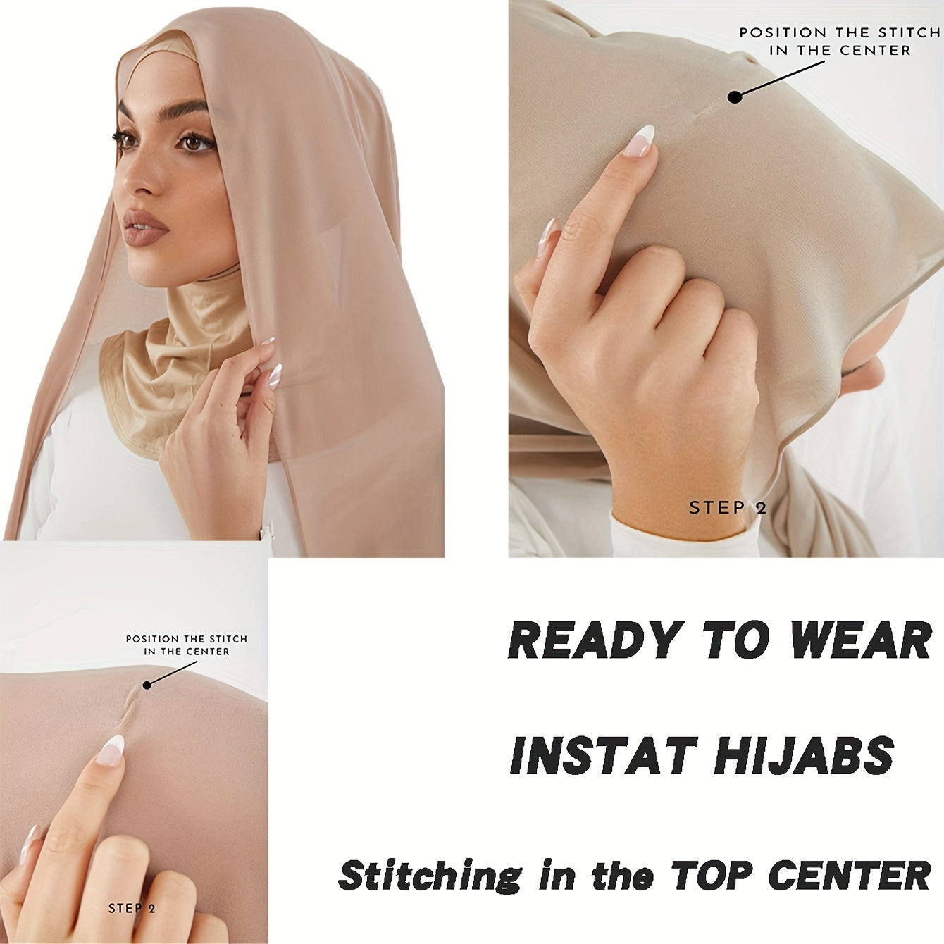 White Chiffon Instant Hijab with Spandex for Full Coverage Ramadan Gift