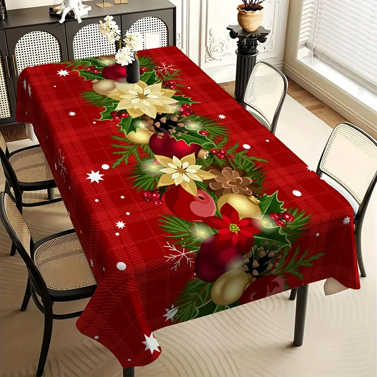 Stain-Resistant Holiday Party Tablecloth Machine Washable Easy to Clean