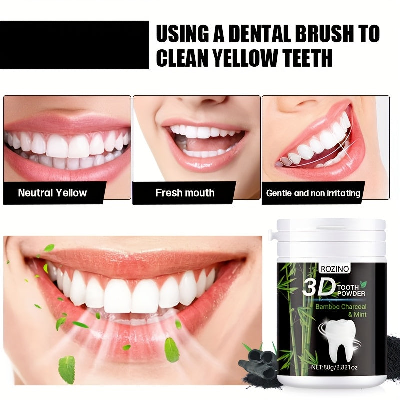 Men Women Natural Bamboo Charcoal Mint Tooth Powder Deep Clean Whitening
