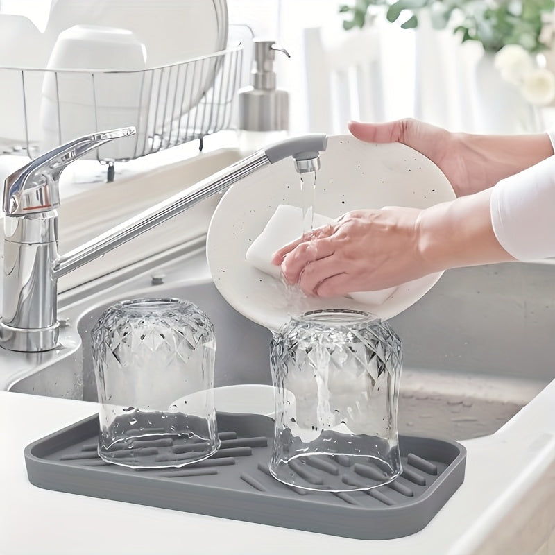 Flexible Silicone Sink Organizer with Non-Slip Drain Pad and Splash-Proof Cover
