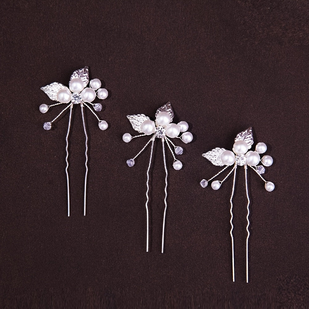 Golden Pearl and Diamond Bridal Hair Accessories for Wedding Dress Headwear