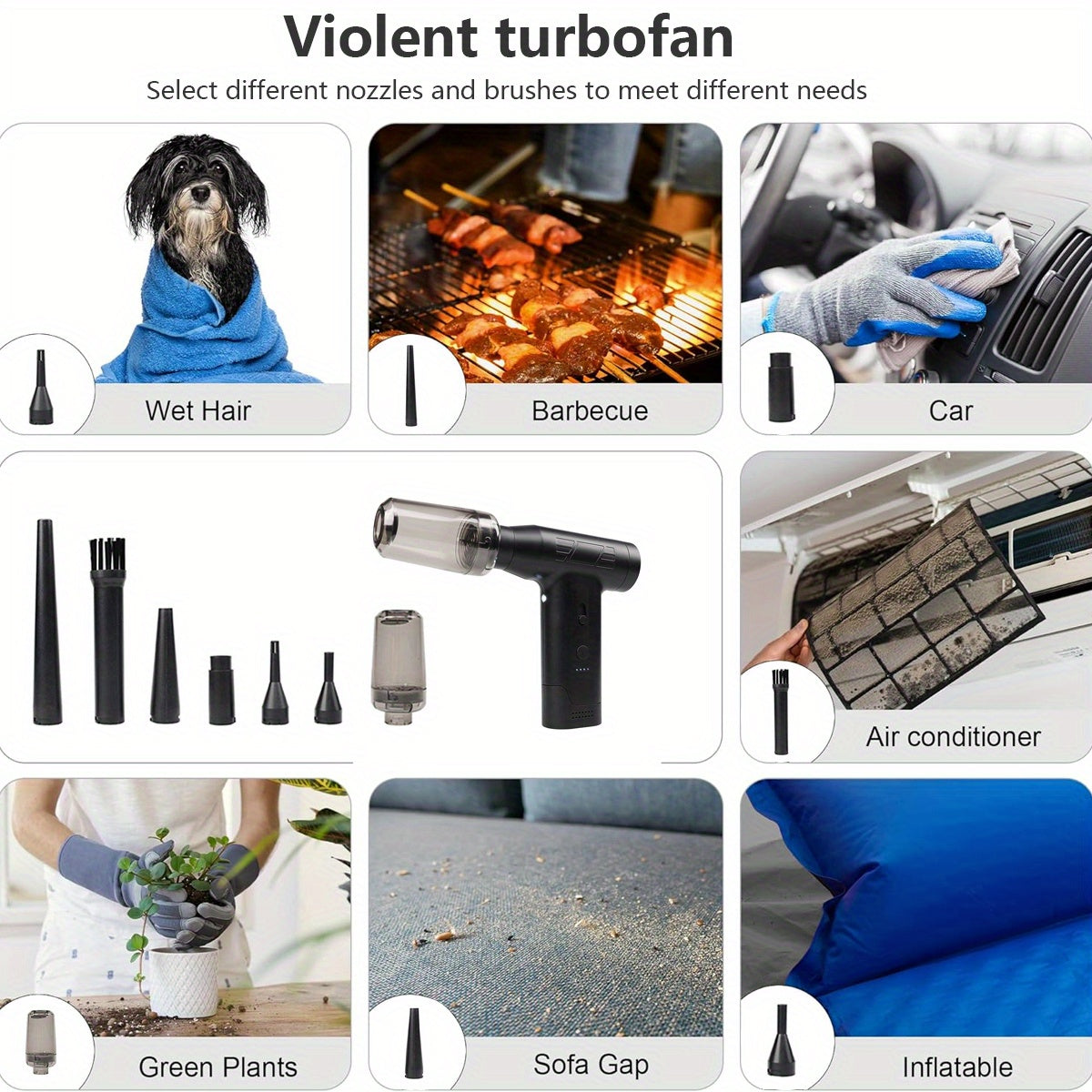 Портативный ручной воздуходув с турбонагнетателем высокой скорости 130000 об/мин