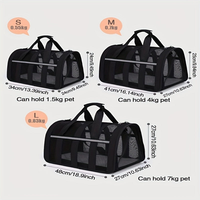 Portable Pet Carrier Bag with Locking Zippers Airline Approved for Dogs and Cats