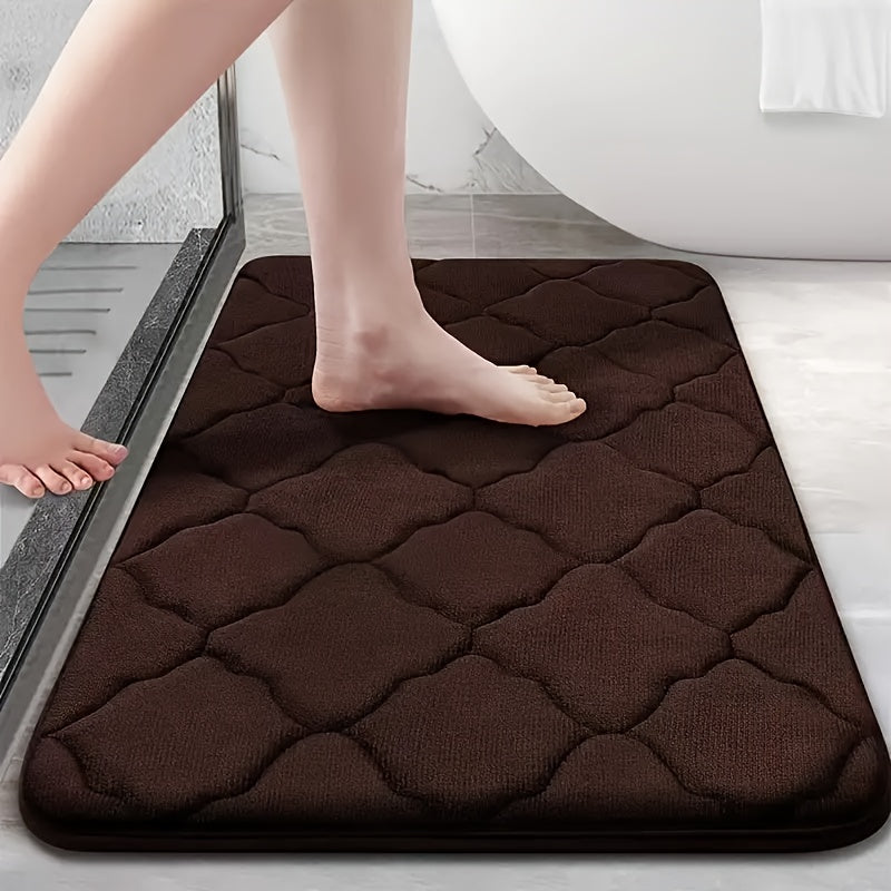 Coral Fleece Bath Mat Fast-Drying Slip-Resistant Geometric Design for Bathroom Kitchen Bedroom