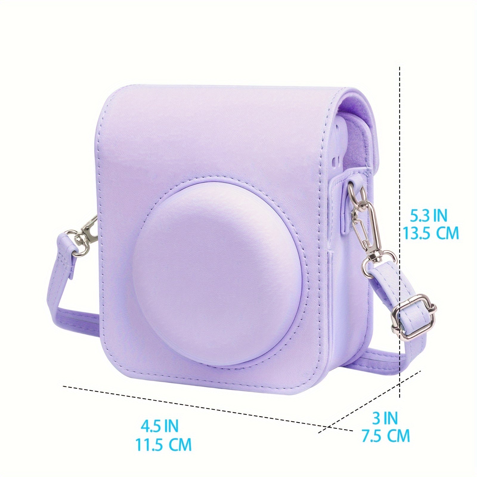 Faux Leather Camera Case for Fujifilm Mini 12 with Light-Sensitive Hole and Lens Compatibility