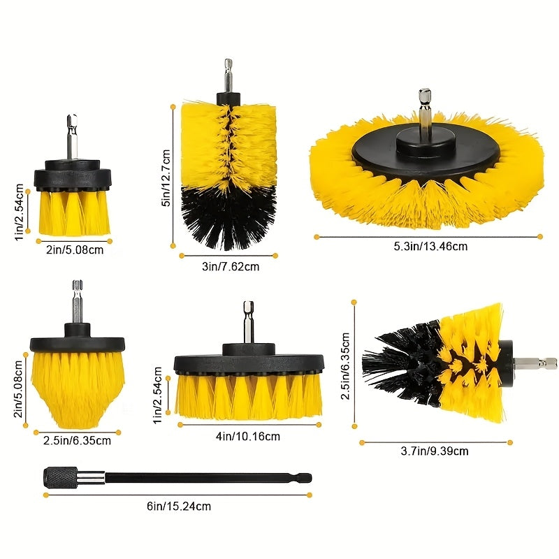 3/7pcs Drill Brush Set for Cleaning Kitchen Bathroom Car Tightly Spaced Surfaces