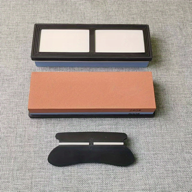Afilador de cuchillos de cocina de doble cara con base antideslizante con pinza, piedra de aceite de 1000 grit