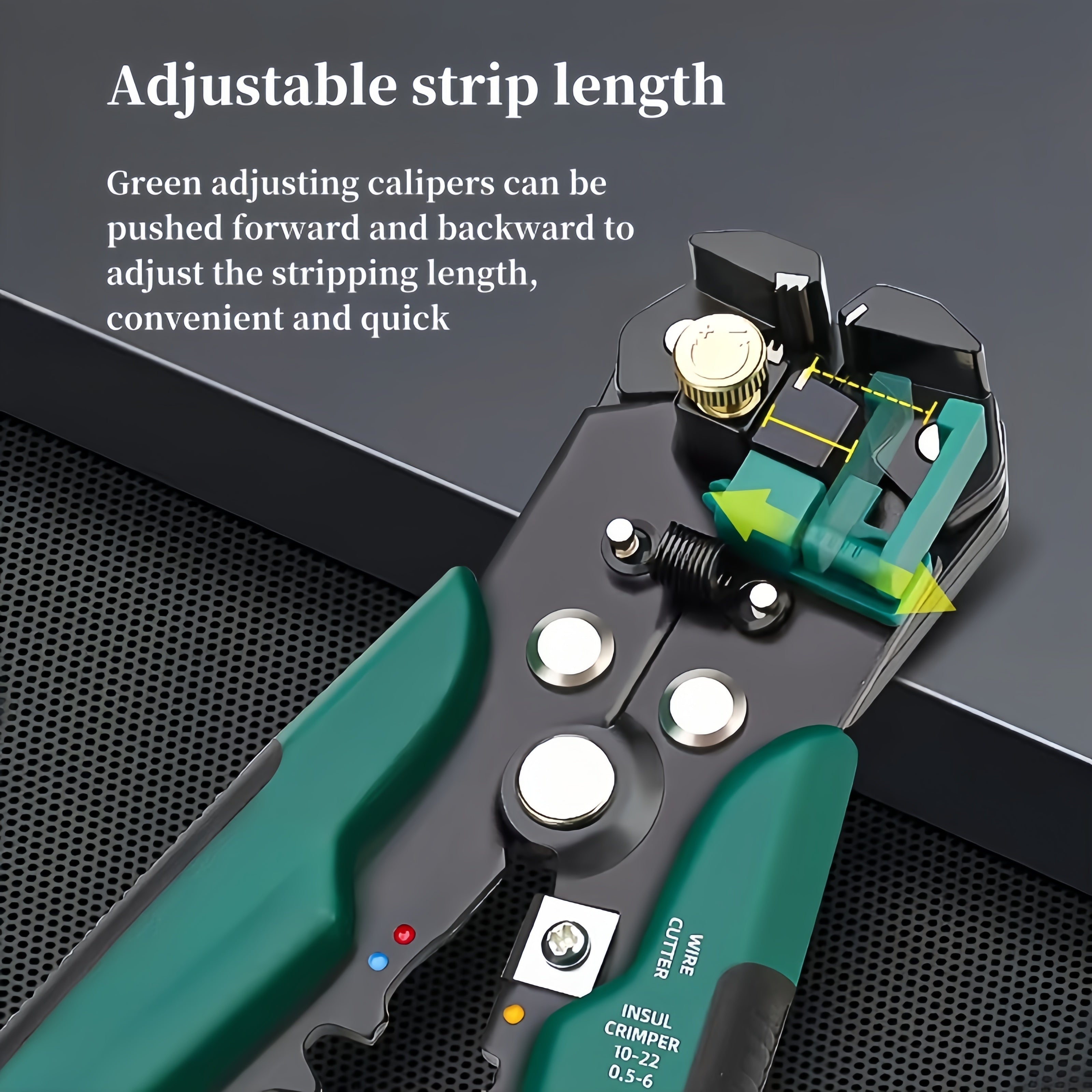 Automatic Wire Stripper and Cutter for Electricians with Self-Adjusting Insulation and Built-In Crimper
