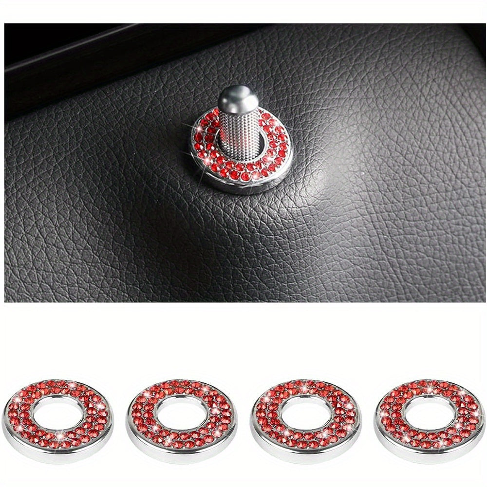 Car Interior Bling Door Lock Cover Stickers Silver Glitter Accessories