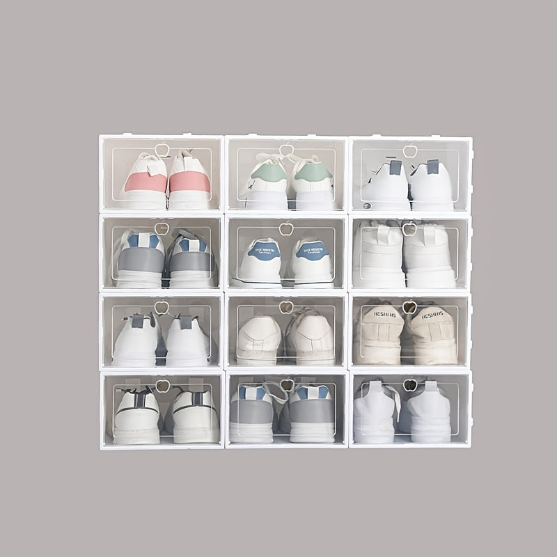 12 Pack Clear Plastic Shoe Storage Bins for Sneakers and Shoes Dustproof Moistureproof Space-Saving Organizer