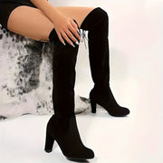 Women's Over-The-Knee Chunky Heel Winter Boots with Comfortable Soles