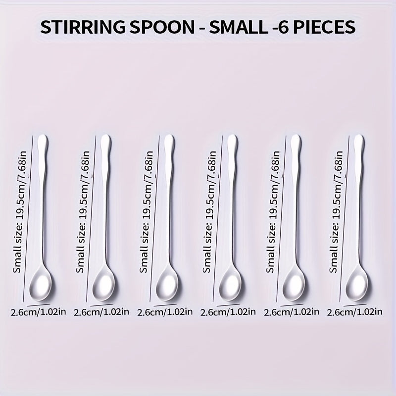 Set of 3 or 6 Long Handle Coffee Stirring Spoons Mini Espresso Spoons