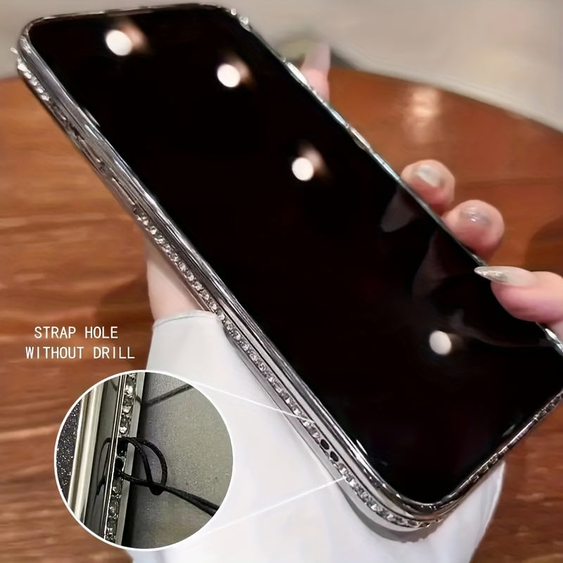 Роскошный магнитный чехол из TPU с блестками и стразами для iPhone 12-16 Pro Max Plus с амортизирующим бампером