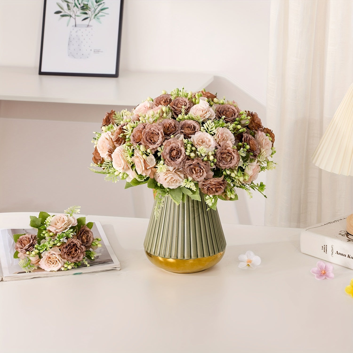 Ramos de flores artificiales peonía falsa para centros de mesa en el hogar y la oficina