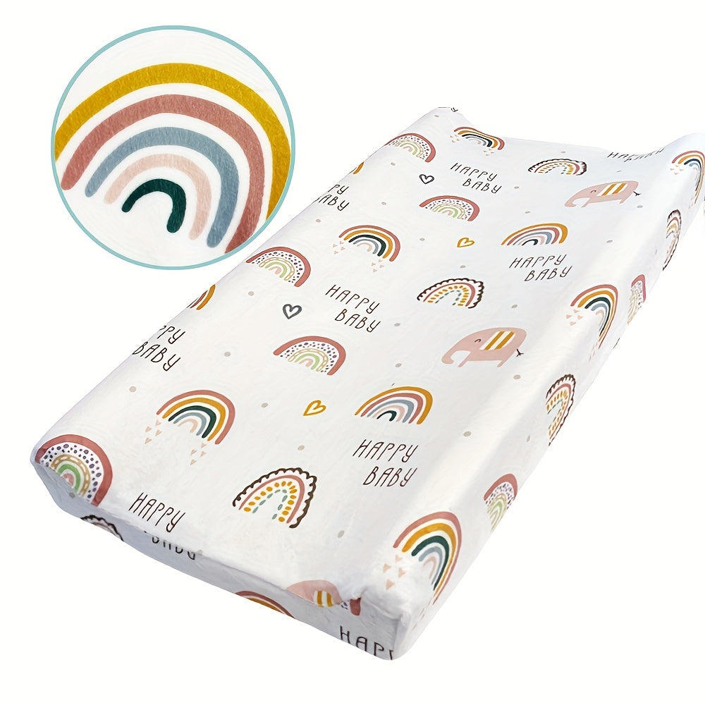 Baby Fitted Sheet with Plush Printed Design for Crib and Diaper Changing Pad