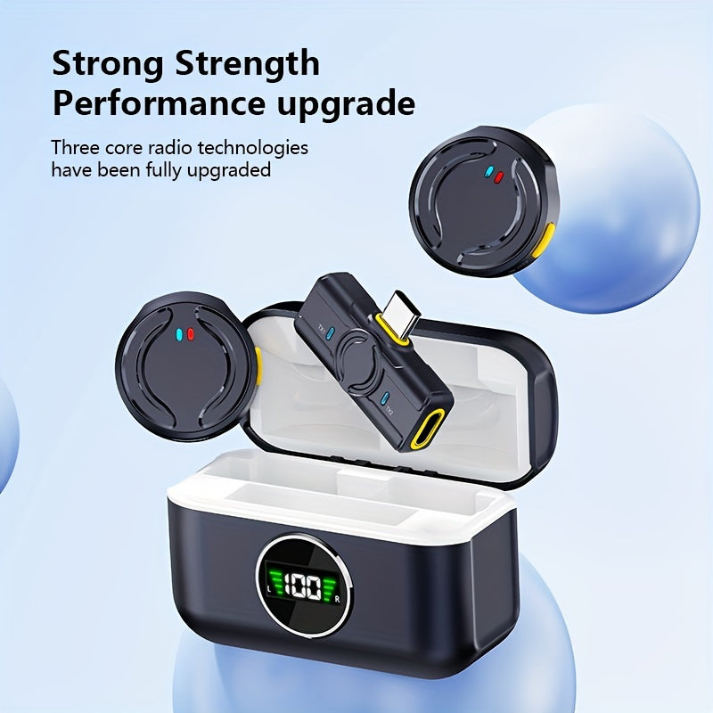 Micrófono de solapa inalámbrico con reducción de ruido, reverberación y emparejamiento automático para transmisiones en vivo