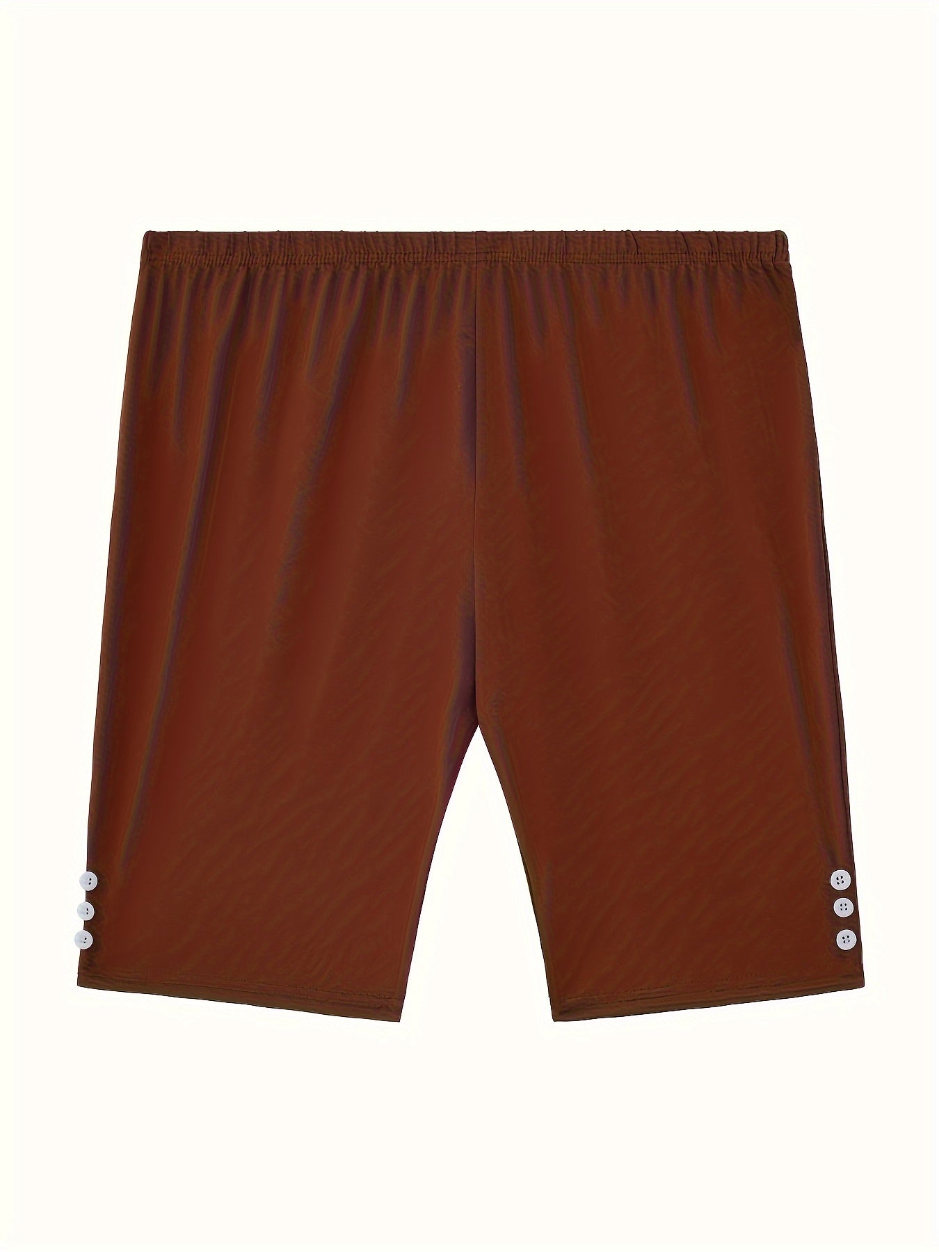 Women's Plus Size Mid-Thigh Capri Workout Shorts Set with Polka Dots