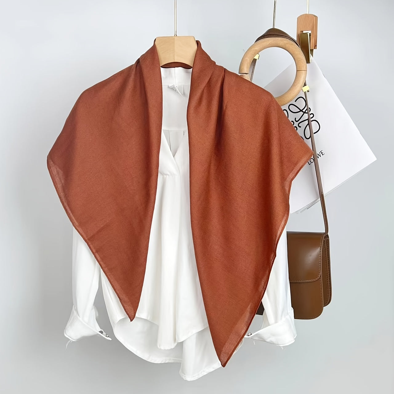 Elegant Women's Monochrome Square Scarf with Thin, Breathable Linen Feel - 89.92cm - Minimalist Style, Windproof, Sunscreen - Perfect Head Wrap