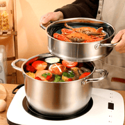 3-Piece Stainless Steel Cookware Set with Steamer and Soup Pot