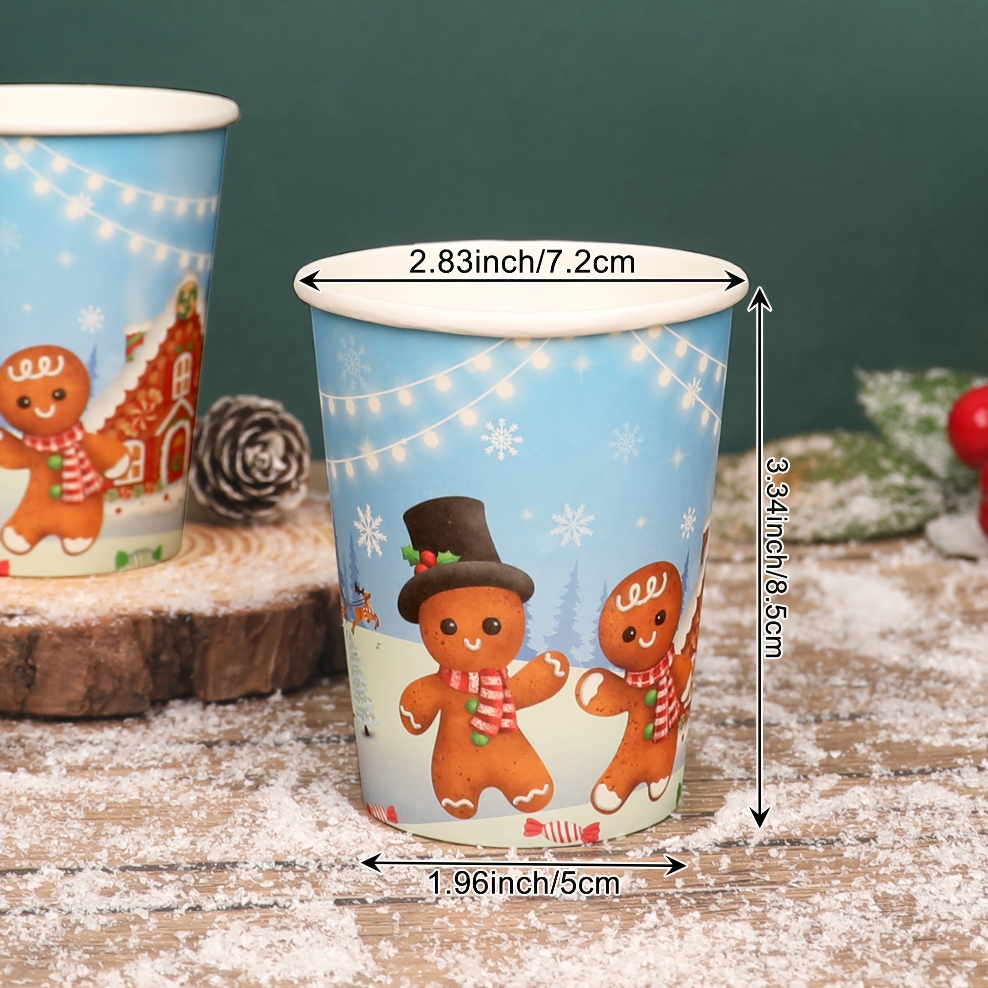 Yashash uchun qog'oz stakanlar Rojdestvo Zanjabil pechene grafikasi BPA-bepul Mikrotolqinli pechka xavfsiz Sovuq ichimliklar Bayram partiyasi uchun ta'minotlar