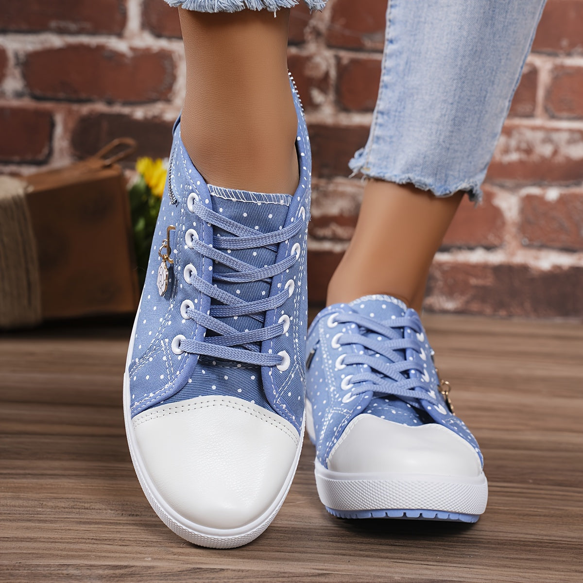 Plus Size Women's Solid Color Denim Canvas Flat Casual Shoes